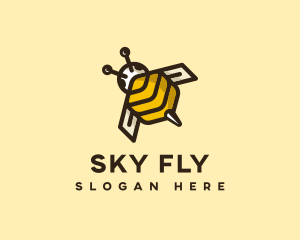 Flying Bee Insect logo design