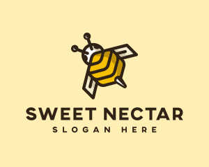 Flying Bee Insect logo design