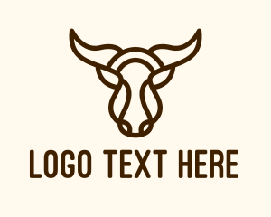 Bull - Monoline Buffalo Head logo design