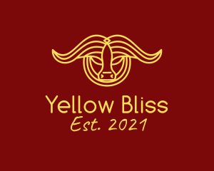 Yellow Taurus Bull  logo design