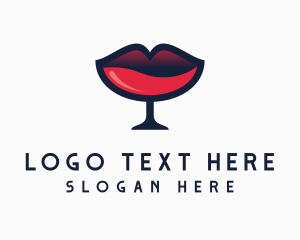 Dating - Lip Wine Glass Bar logo design