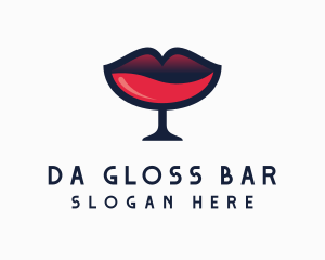 Lip Wine Glass Bar logo design