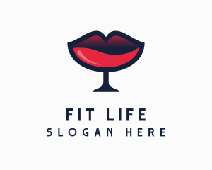 Mixology - Lip Wine Glass Bar logo design