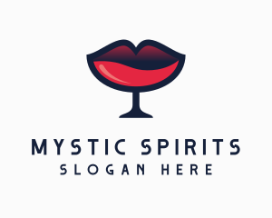 Lip Wine Glass Bar logo design