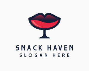 Lip Wine Glass Bar logo design