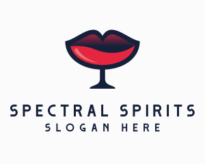 Lip Wine Glass Bar logo design