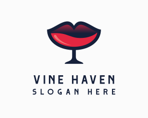 Lip Wine Glass Bar logo design