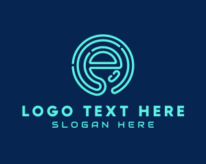 Coding - Neon Tech Letter E logo design