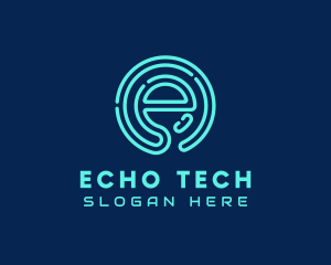 Neon Tech Letter E  logo design