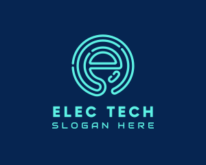 Neon Tech Letter E  logo design