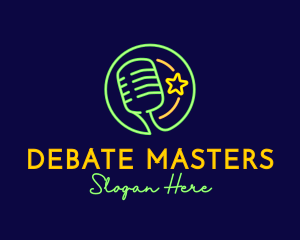 Debate - Neon Light Microphone logo design