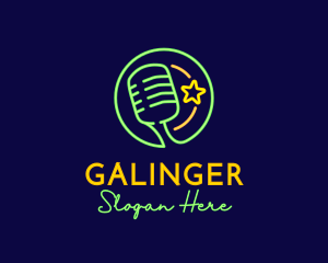 Microphone - Neon Light Microphone logo design