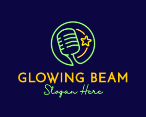 Neon Light Microphone logo design