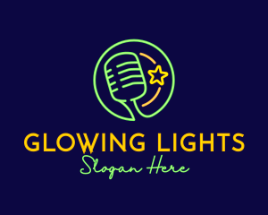 Neon Light Microphone logo design