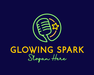 Neon Light Microphone logo design