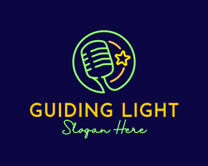 Neon Light Microphone logo design