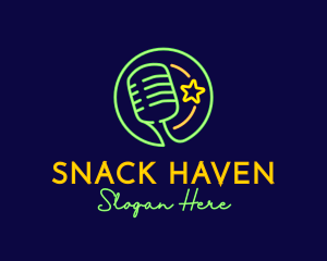 Neon Light Microphone logo design