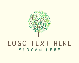 Herbal - Colorful Tree Butterfly logo design