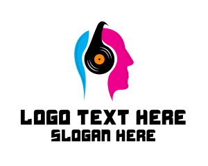 Recordings - Music DJ Headphones logo design
