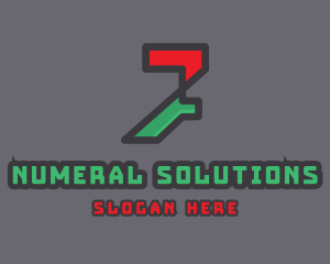 Numeral - Digital Technology Number 7 logo design