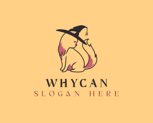 Veterinarian - Halloween Witch Cat logo design