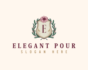 Floral Crest Wreath logo design