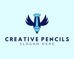 Flying Bird Pencil logo design