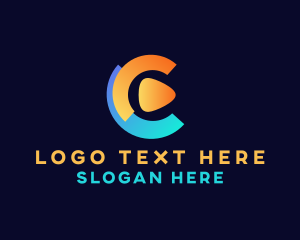 Website - Swirl Play Button Letter C logo design