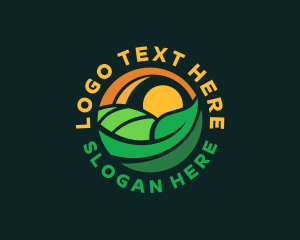 Produce - Leaf Farm Sunrise logo design