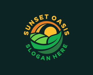 Leaf Farm Sunrise Field logo design