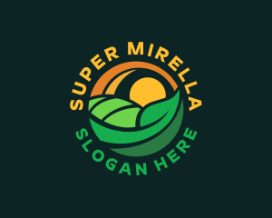 Natural - Leaf Farm Sunrise logo design