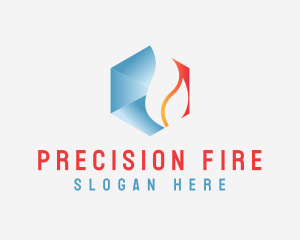 Fire Ice Hexagon Energy logo design