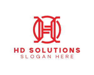 Red Modern H logo design