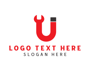 Tool Box - Wrench Magnet Letter U logo design