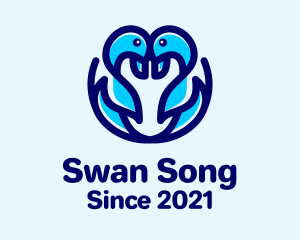 Symmetrical Heart Swan  logo design