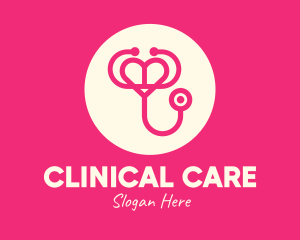 Pink Heart Stethoscope logo design