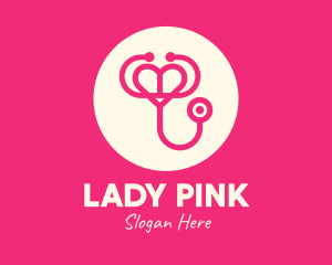 Pink Heart Stethoscope logo design