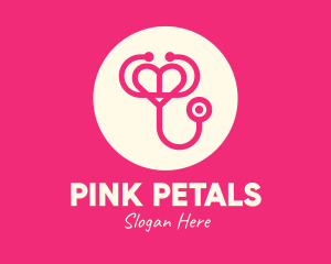 Pink Heart Stethoscope logo design