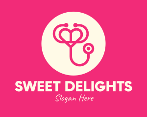 Pink Heart Stethoscope logo design