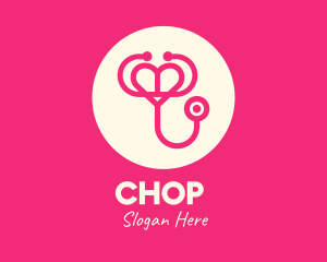 Health - Pink Heart Stethoscope logo design