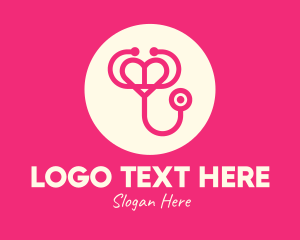 Medical Center - Pink Heart Stethoscope logo design
