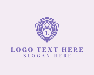 Artisanal - Floral Shield Garden logo design
