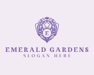 Floral Shield Garden logo design