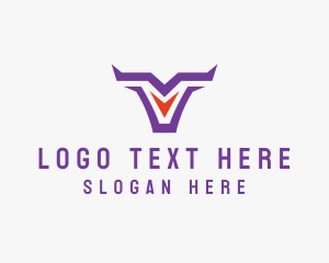 Cow - Ox Bull Letter V logo design