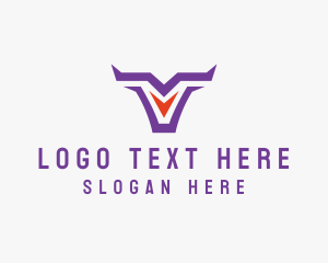 Bison - Ox Bull Letter V logo design