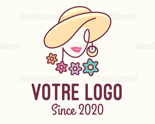 Flower Woman Hat Logo