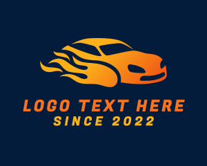 Drag Racing - Flaming Race Car logo design