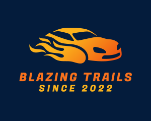 Flaming Race Car logo design