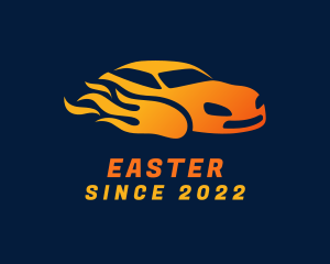 Driver - Flaming Race Car logo design