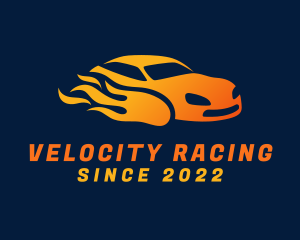 Flaming Race Car logo design